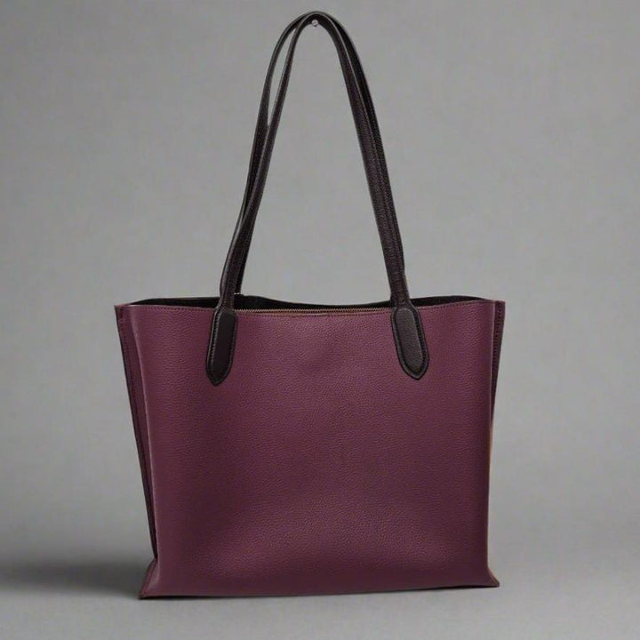 Pre Loved Coach Willow Large Leather Tote Bag in Pebbled Cherry.