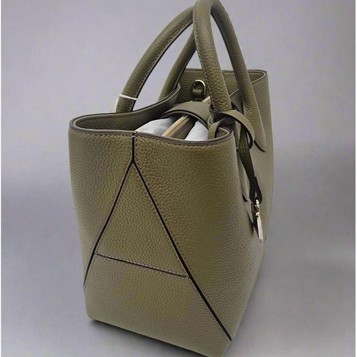 Aspinal Midi London Leather Tote Bag | Olive Pebble